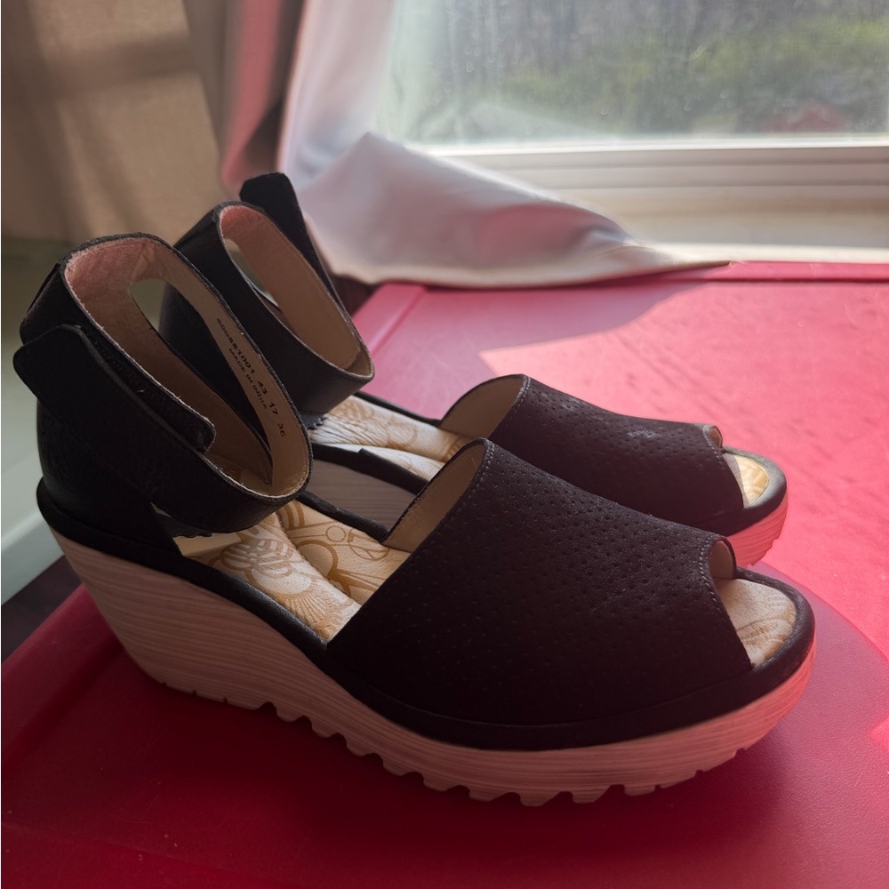 Fly London wedge ankle strap heels